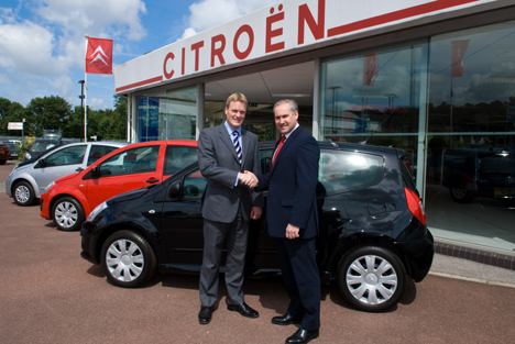 Left to right: Richard Bryan and Robin Cook at the Citroen site in Bristol.